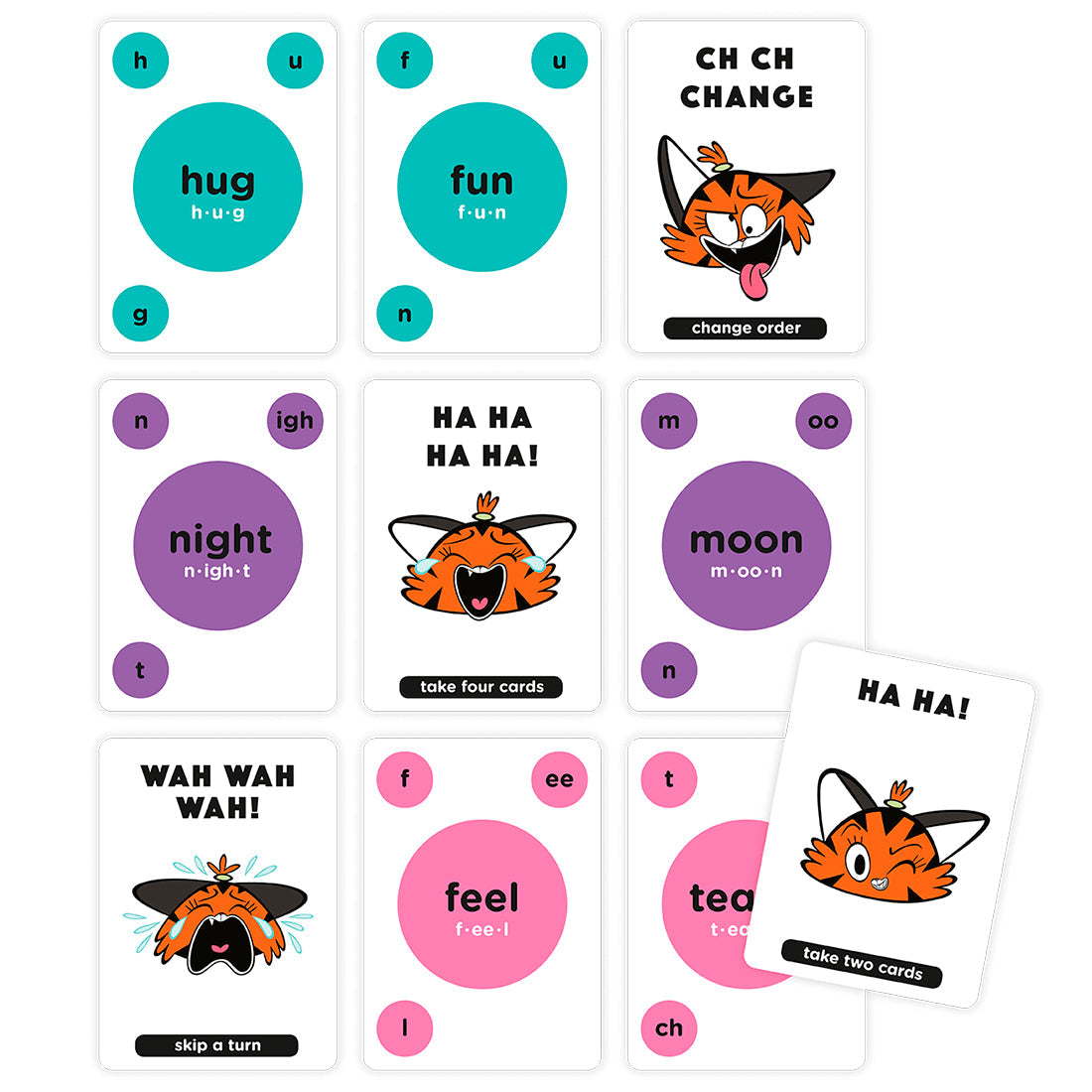 Hug, Fun, Night, Moon, Feel, Tea.