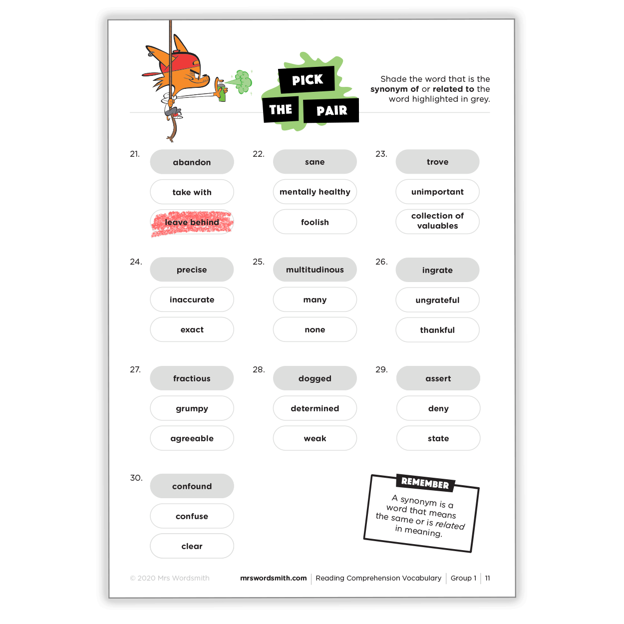 Reading Comprehension Vocabulary + 3 months free of Word Tag ® Video Game