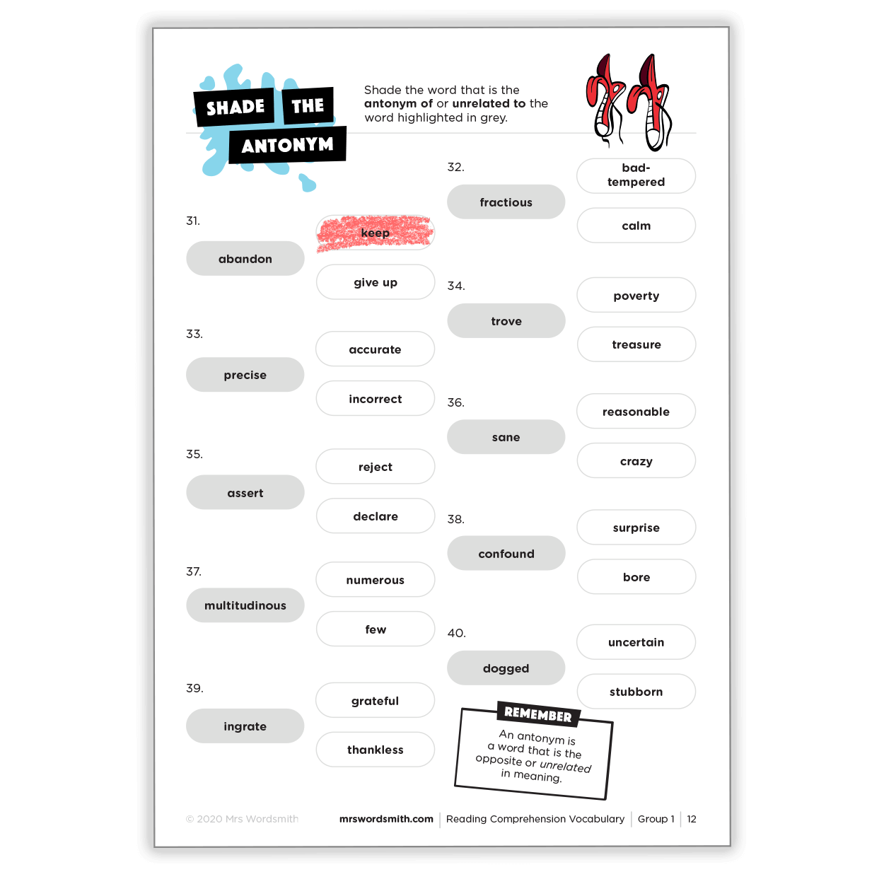 Reading Comprehension Vocabulary + 3 months free of Word Tag ® Video Game