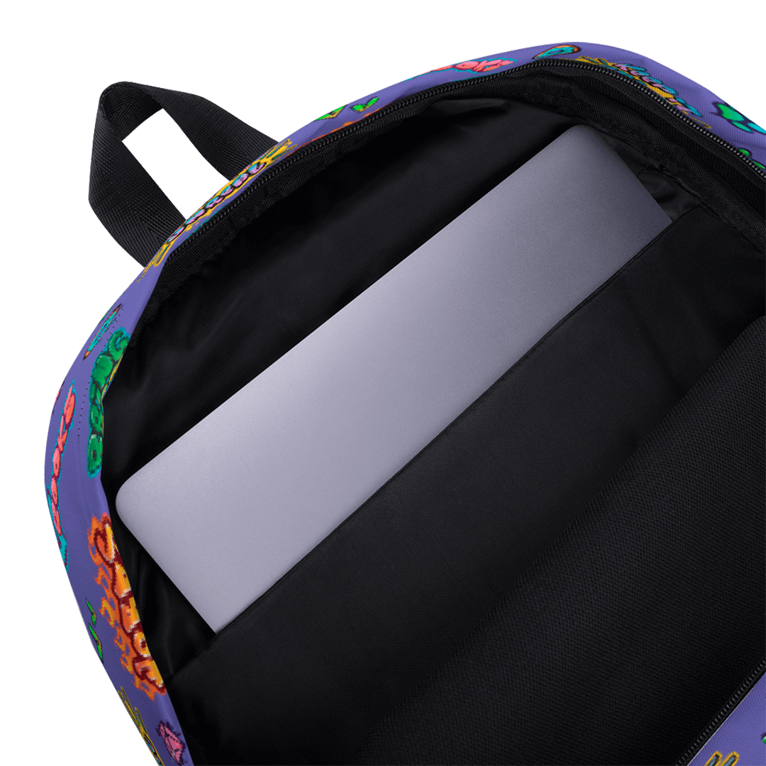 Wordtag backpack mockup with laptop inside