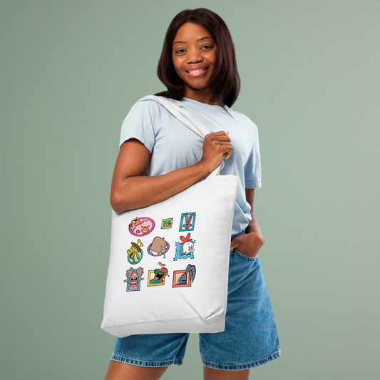 Woman with All Character Cotton Tote Bag