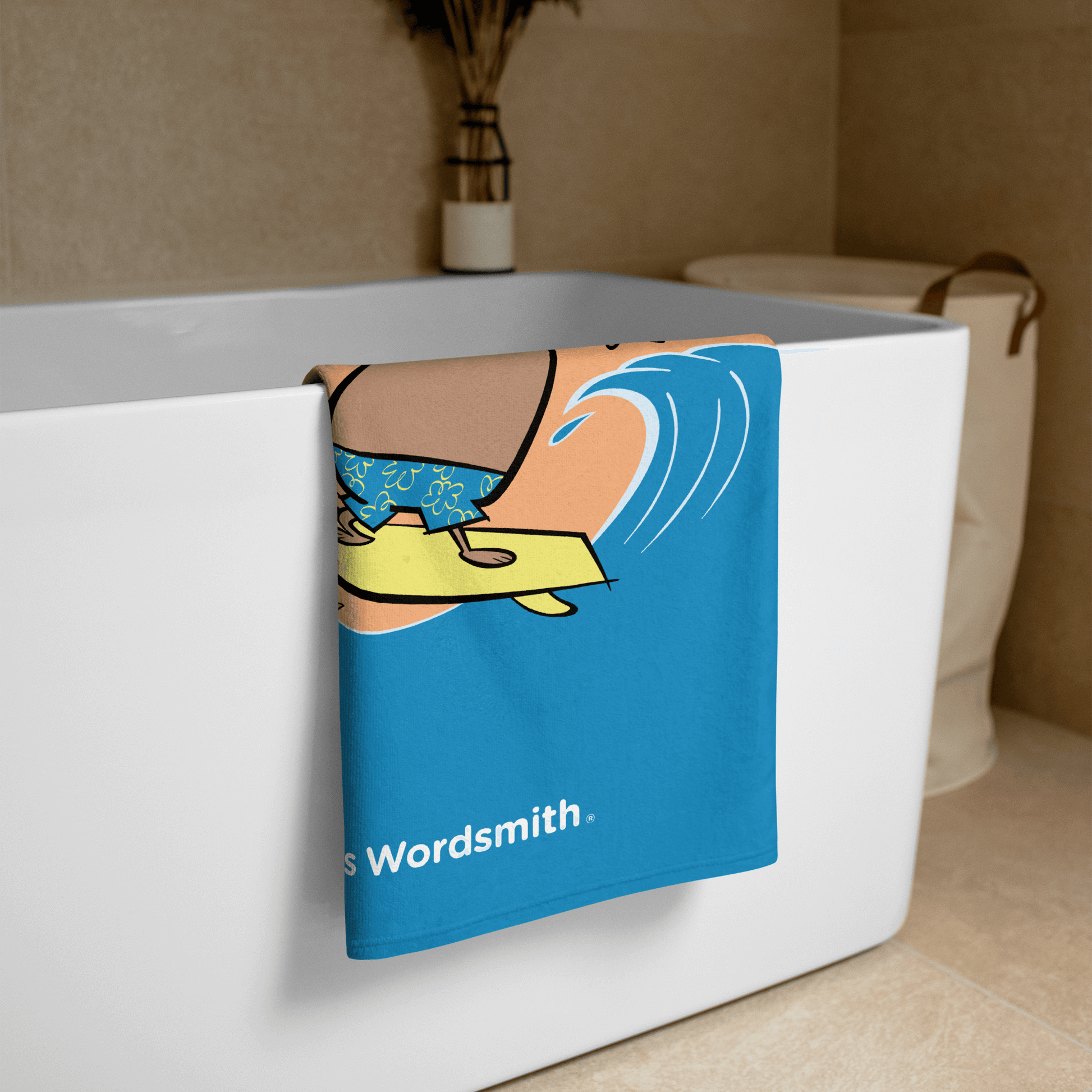 Beach towel with surfer design