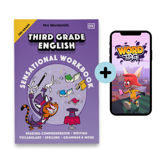 Grade 3 English workbook and Word Tag game bundle