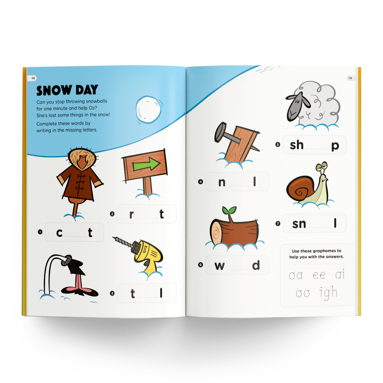 Get Reading with Phonics Snow Day activity page