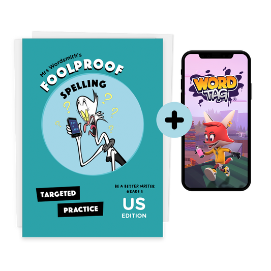 Year 3 US Spelling Targeted Practice Book & Word Tag Game