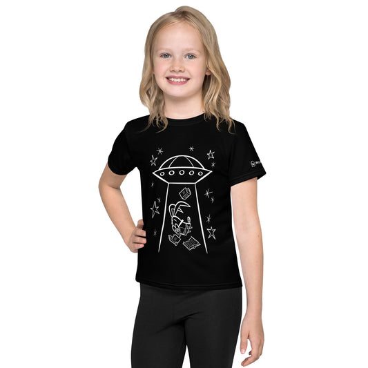 Kids white alien crew neck t-shirt front