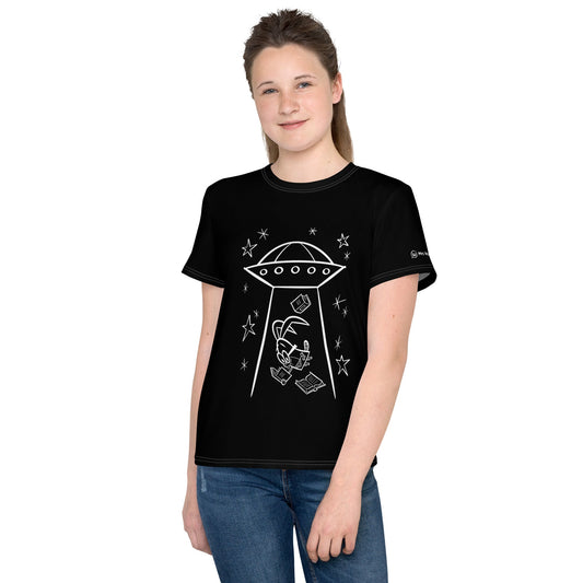 Youth crew neck t-shirt - White UFO design front