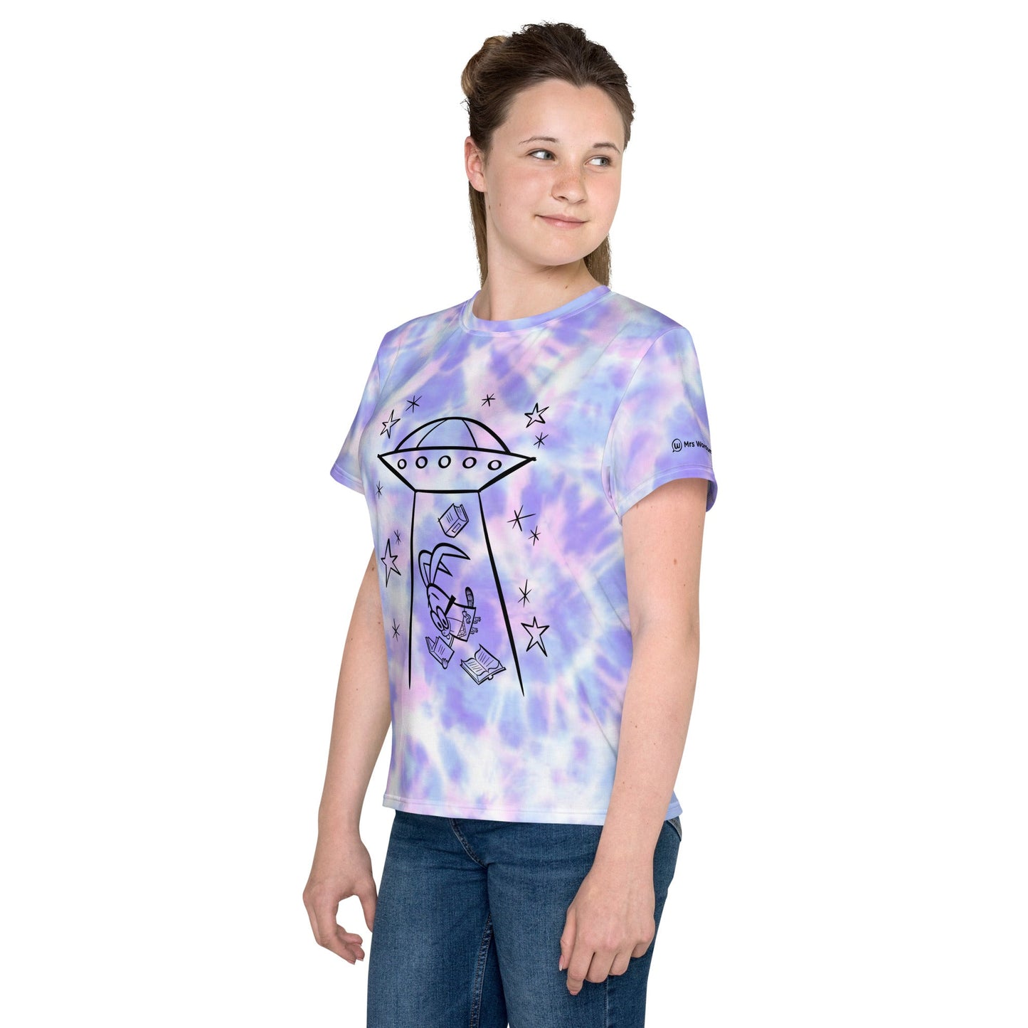 Youth tie-dye t-shirt with alien graphic