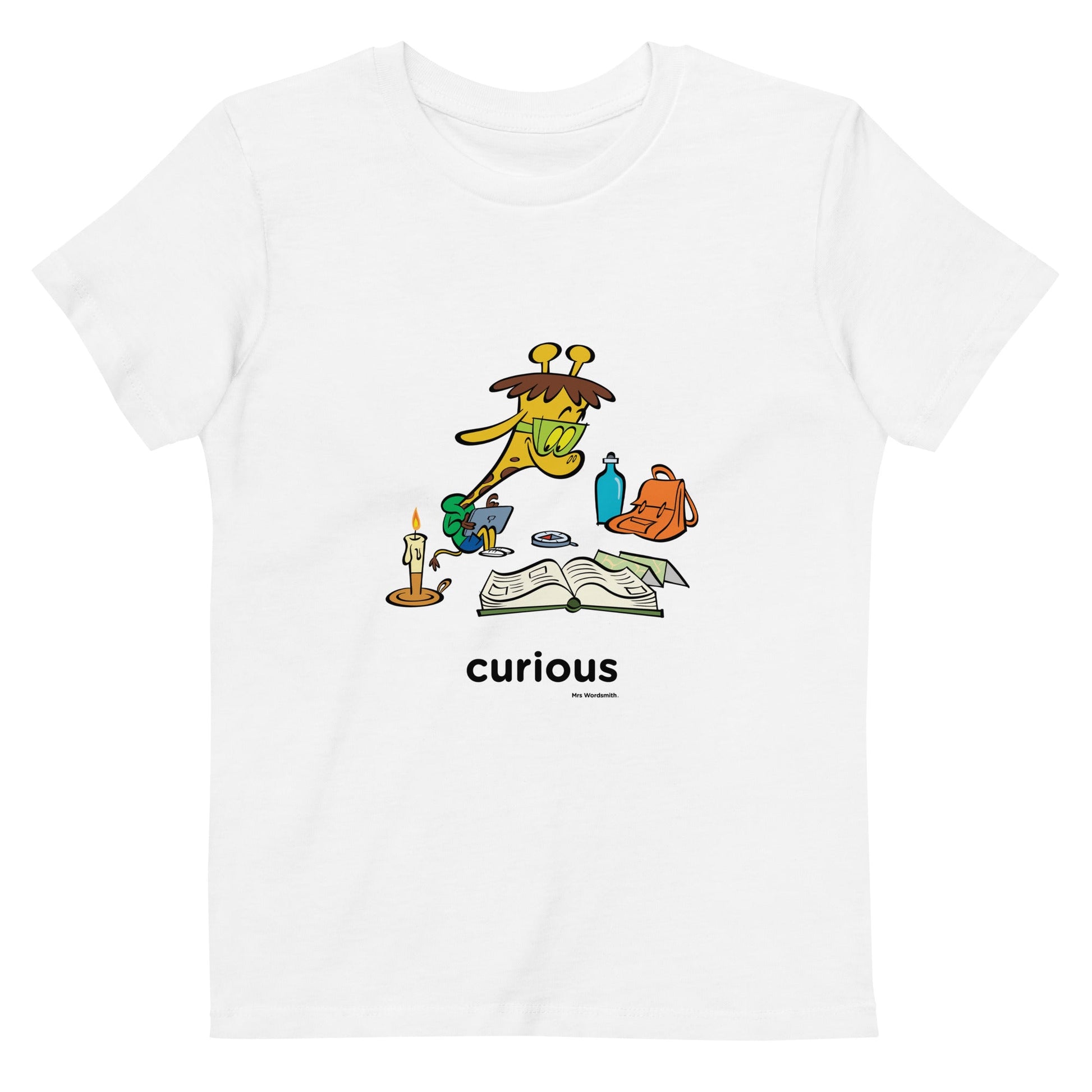 White organic cotton kids t-shirt - Curious design